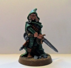 Lone Wolf, last of the Kai. He'd been sat on my desk for over a year. It's a nice little model, but I'm not terribly happy with the face; the detail round his eyes wasn't great.